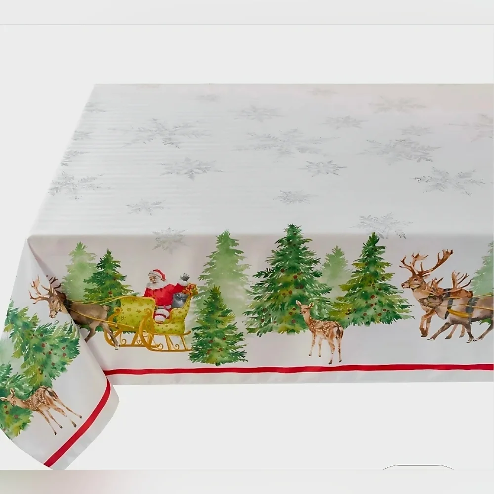 New Santa's Sleigh Christmas Tablecloth spill proof, 60 × 84